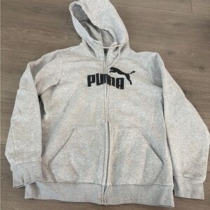 PUMA Kids Light Gray Zip-Up Hoodie